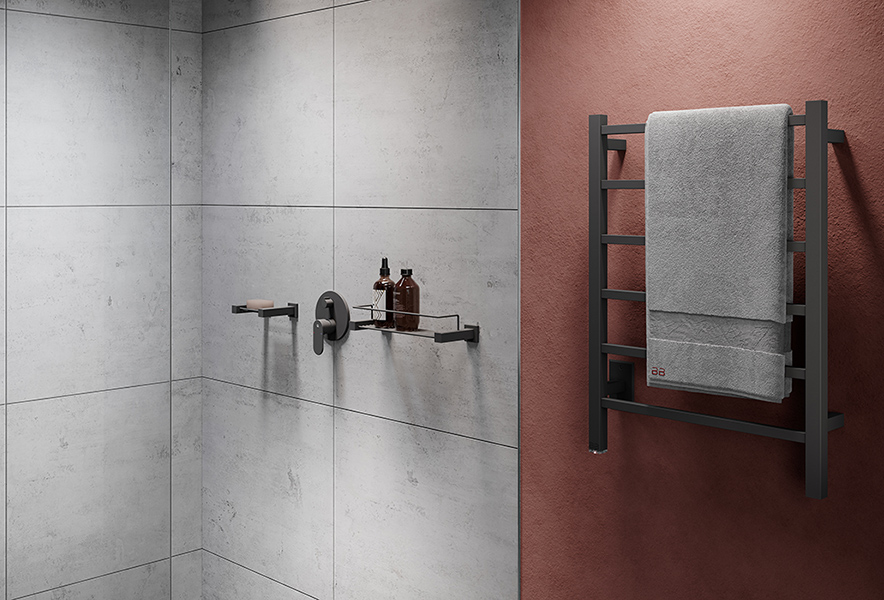 CUBIC 6 Bar in Matt Black with 8500 Series Bathroom Accessories