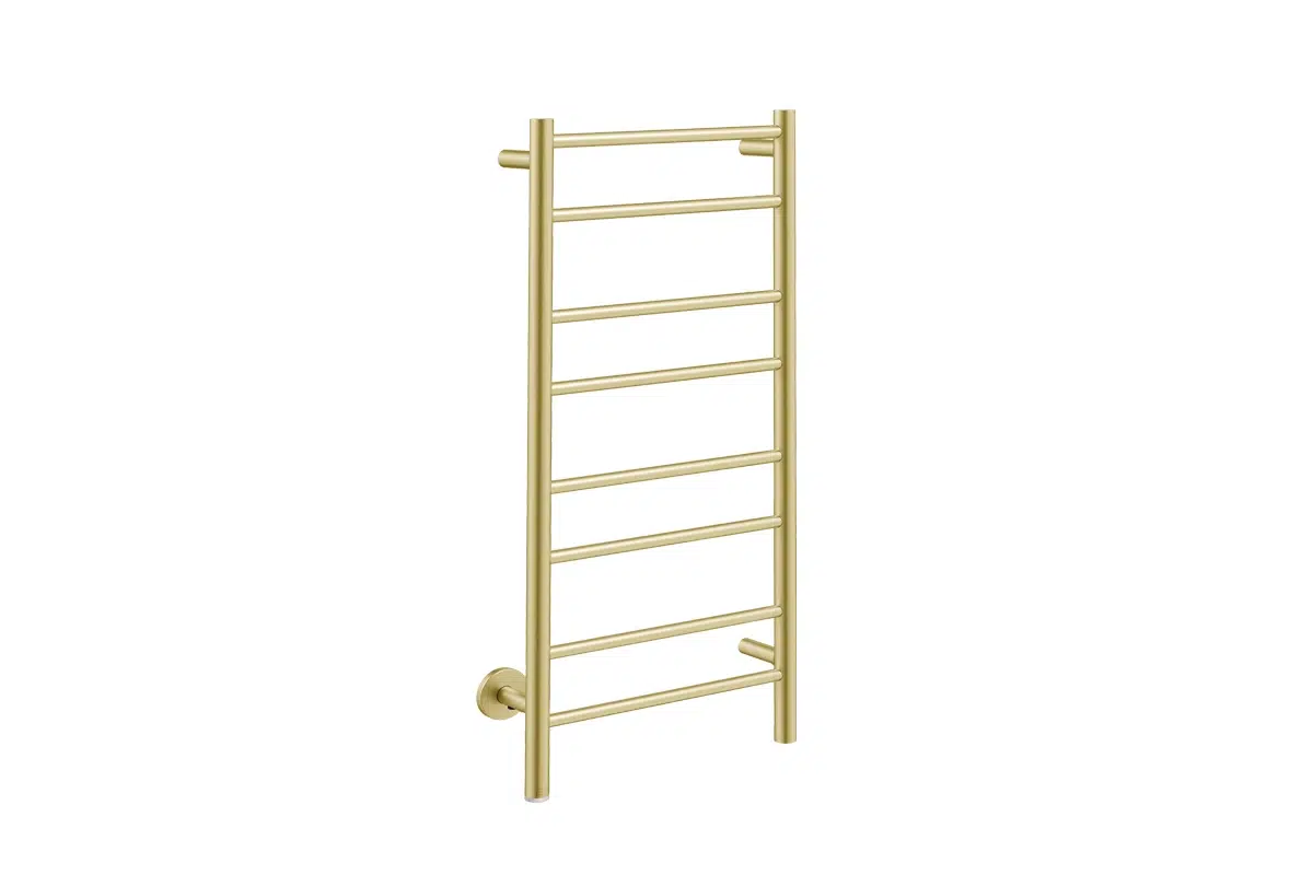 NATURAL 8 Bar 430mm Heated Towel Rail with PTSelect Switch in Brushed Champagne Gold