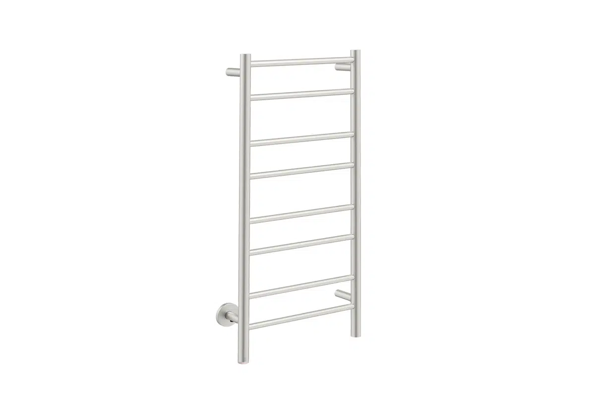 NATURAL 8 Bar 430mm Heated Towel Rail with PTSelect Switch in Brushed Stainless Steel