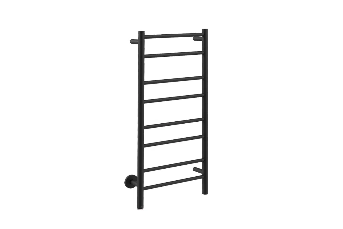 NATURAL 8 Bar 430mm Heated Towel Rail with PTSelect Switch in Matt Black