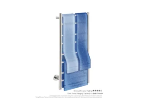 NATURAL 8 Bar 430mm Heated Towel Rail with PTSelect Switch - holding 3 bath towels